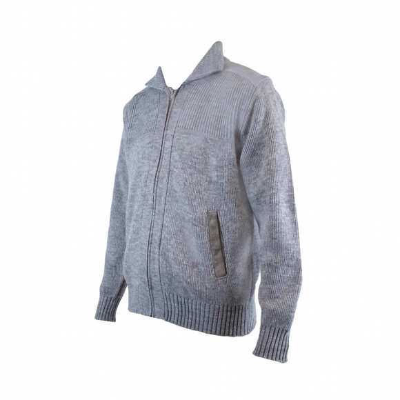 Vintage Grey Van Heusen Zip Up Knit Sweater - Picture 1 of 2